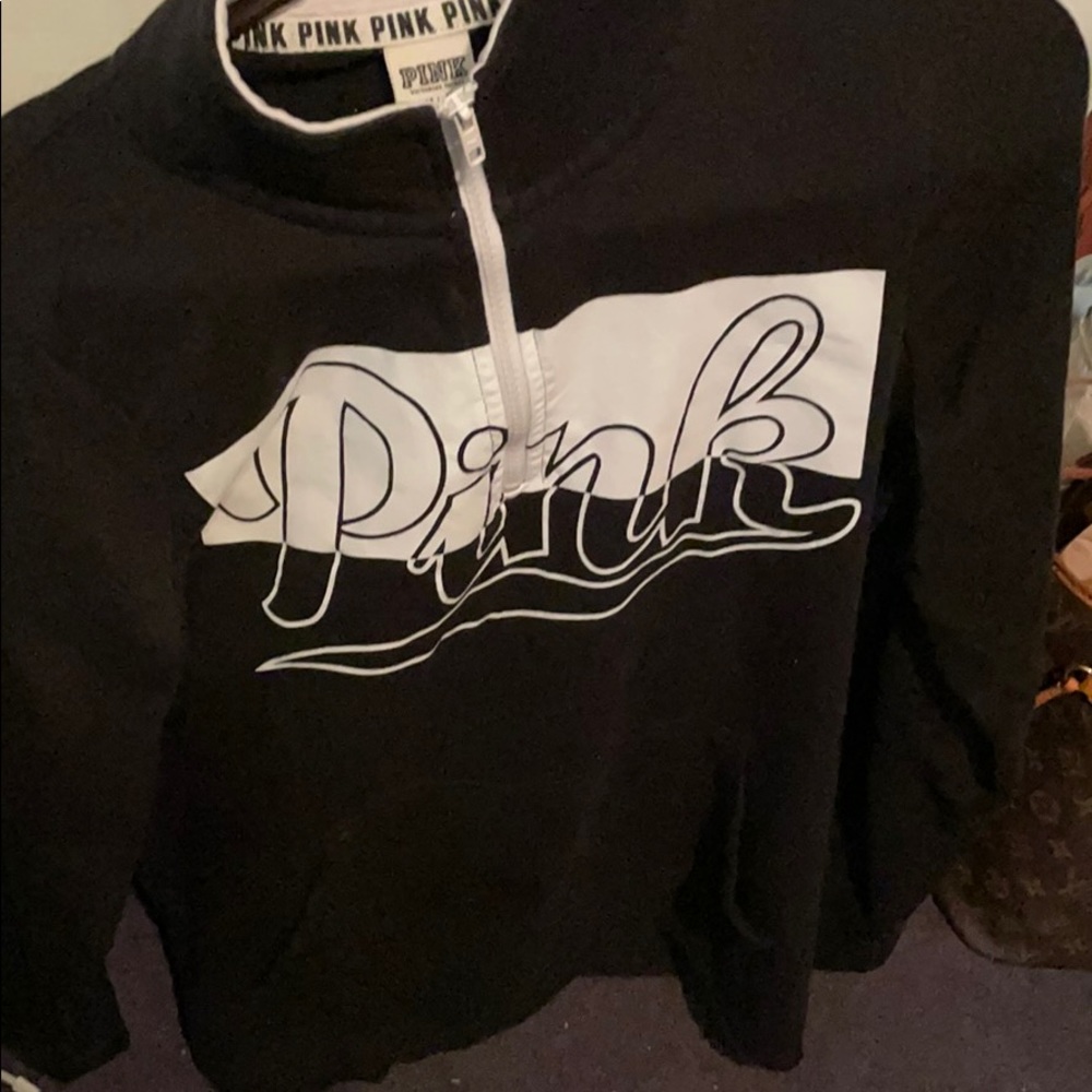 ❌TRADED❌ Black & White PINK Quarter Zip Sweatshirt